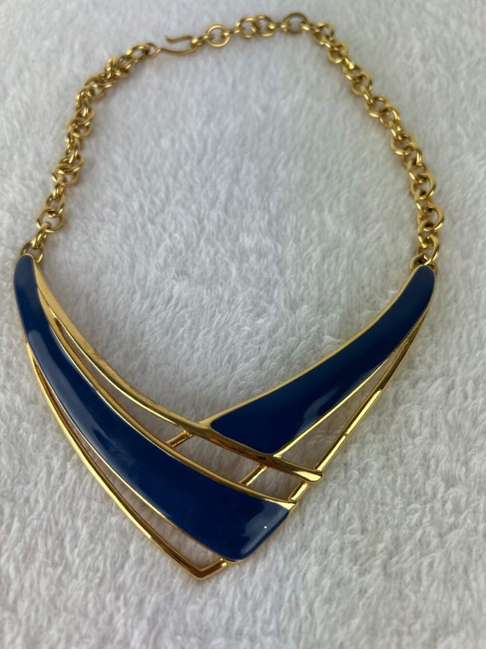 Monet Statement Blue Choker Art Deco, Runway 1980-1990